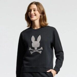 NWT $138 Psycho Bunny Women's Black Crew Sweatshirt Size XL + FREE GIFT!!